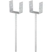 GAH Alberts Alberts 215101 U-Pfostenträger | mit Betonanker aus Riffelstahl | feuerverzinkt | lichte Breite 101 mm Länge Betonanker 400 mm | 2er Set