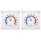 Lantelme Hygrometer Außenhygrometer Fensterhygrometer + Fensterthermometer, (Spar-Set, 2-St., 6445), Luftfeuchtigkeit und Temperatur messen weiß