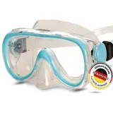 AQUAZON Taucherbrille DOLPHIN, Schnorchelbrille für Kinder 7-12 Jahre, Tempered glas blau