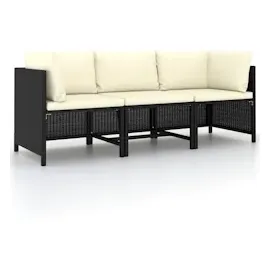 vidaXL 3-Sitzer-Gartensofa schwarz 313513