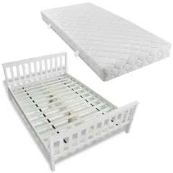 vidaXL Bett mit Matratze Kiefernholz Massiv 140x200 cm
