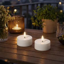 MARELIDA LED Solar Maxi Teelichter Kunststoff D: 7 cm 2er Set weiß