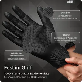 arnomed PROGRIP NITRIL DIAMOND BLACK Einmalhandschuhe, aus Nitril mit Diamantstruktur in schwarz puderfrei, VE 50 Stück, 11/XXL