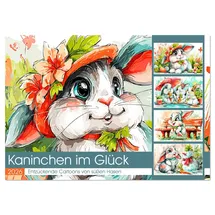 Calvendo Kaninchen im Glück. Entzückende Cartoons von süßen Hasen (Wandkalender 2026 DIN A4 quer), CALVENDO Monatskalender: Zauberhafte Langohren für das ganze Jahr! (CALVENDO Tiere)