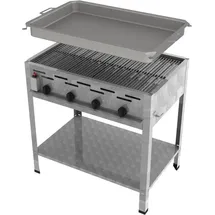 ChattenGlut Gasbräter 4-flammig 810 x 530 x 800 cm Edelstahl inkl. Rost und Pfanne