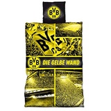 BVB Borussia Dortmund BVB 18800600 - BVB-Biber-Bettwäsche Gelbe Wand, 135x200cm