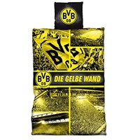 BVB Borussia Dortmund BVB 18800600 - BVB-Biber-Bettwäsche Gelbe Wand, 135x200cm