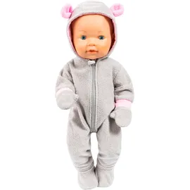 Bayer Puppenkleidung Plüschoverall Grau/Rosa (84205AA)