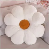 LANFIRE Blume Plüsch Kissen Bodenkissen Dekoratives Blumenkissen Sitzkissen Schlafsofa Kissen Möbel Innenkissen (60CM, Weiß braun)