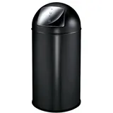 Proregal Abfallbehälter mit Pushdeckel & Inneneimer aus Metall | 40 Liter, HxBxT 74x34x34cm | Matt Schwarz