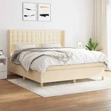 vidaXL Boxspringbett mit Matratze Hellgrau 160x200 cm Stoff