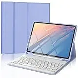 FOGARI iPad 10 Generation Tastatur Hülle | iPad 10.9 Tastatur Hülle 2022 - QWERTZ Deutsches Tastatur Magnetische Kabelloser Bluetooth Abnehmbar für iPad 10.Generation A2696/ A2757/ A2777 - Lila