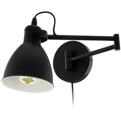 Licht-Erlebnisse Wandaußenleuchte PIERRE Schwarz Stahl verstellbar mit Schalter und Kabel LE56011