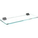 bijon Glasregal Glasablage Wandregal Glas Bad-Regal Glas Badezimmer Regal Badablage Ablageregal - 8mm Hartglas, 100 x 20 cm, Klarglas + Halterung D - Chrom Glanz Optik