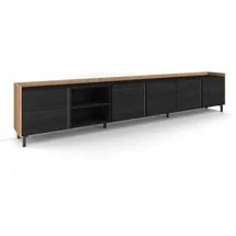 SKRAUT HOME Lowboard 309x61x35 cm Schwarz Eiche Holzwerkstoff