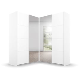 RAUCH Quadra Eckschrank inkl. Türendämpfer, mit Spiegeltüren, Weiß, 4-trg. Spiegel, 2 Kleiderstangen, 12 Einlegeböden, BxHxT 181x210x187 cm