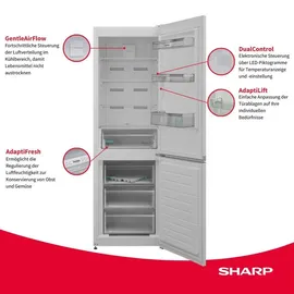 Sharp SJ-BA09RMXWC-EU Kühl-Gefrierkombination (294 l, 1860 mm hoch, Weiß)