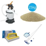 Bestway - Poolsauger AquaClean & Sandfilterpumpe 3028 L/u & Filtersand 25 kg & WAYS Scheuerbürste