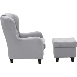 Home Affaire Ohrensessel HOME AFFAIRE "Alexandra", grau (hellgrau), B:92cm H:103cm T:93cm, Samtvelours (100% Polyester);Struktur fein (100% Polyester), Sessel, Ohrensessel, incl. Hocker, mit Steppung, in vielen Farben