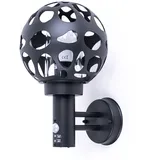 GLOBO LED Aussenlampe mit Bewegungsmelder anthrazit Wandlampe mit Bewegungsmelder Außen Wandleuchte Kugel, im Loch-Design, 1x Filament LED warmweiß Edelstahl ALU, H 32,7 cm
