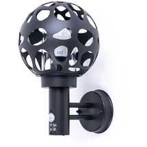 GLOBO LED Aussenlampe mit Bewegungsmelder anthrazit Wandlampe mit Bewegungsmelder Außen Wandleuchte Kugel, im Loch-Design, 1x Filament LED warmweiß Edelstahl ALU, H 32,7 cm