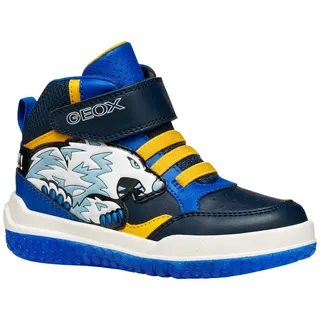 GEOX J BUZZERLIGHT Boy Sneaker, Navy/Yellow, 28 EU