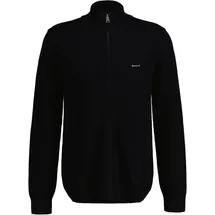 GANT Herren Pique-Strickjacke - COTTON PIQUE ZIP CARDIGAN, Reißverschluss, Baumwolle Schwarz 2XL