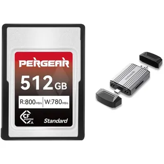 Pergear Standardserie 512GB CFexpress Typ A-Speicherkarte, bis zu 800 MB/s Lesegeschwindigkeit und 780 MB/s Schreibgeschwindigkeit für 4K 120P, 8K 30P-Aufnahme(mit Kartenleser) für Alpha & FX-Kamera