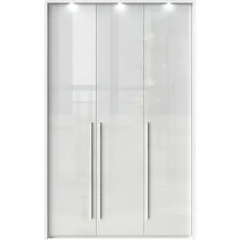 PLACES OF STYLE Kleiderschrank PLACES OF STYLE "Piano, inklusive Rahmen und Beleuchtung, soft-close-Funktion", weiß (weiß hochglanz), B:142cm H:226cm T:60cm, Spanplatte, Schränke, Kleiderschrank Drehtürenschrank, beige oder weiß, UV lackiert, Hochglanzfronten,