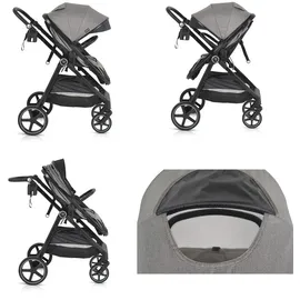Moni Kinderwagen 2 in 1 Tokyo 22 kg umbaubar Wickeltasche Stoßdämpfer klappbar grau