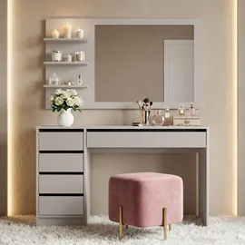 beautysofa SCHMINKTISCH Malta mit 5 Schubladen, mit Spiegel, grifflos, Kaschmir