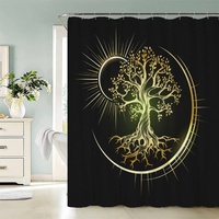 Duschvorhang, Anti-Schimmel Textil Waschbar Baum des Lebens Anti-Bakteriel Badvorhänge Böhmen 3D Wasserdicht Duschvorhänge für Badezimmer (240 x 200 cm)