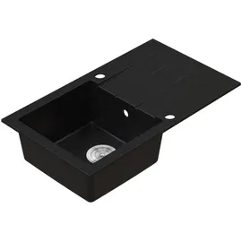Manestein Granitspüle schwarz links Einbauspüle 76 x 44 mm Handbetätigung