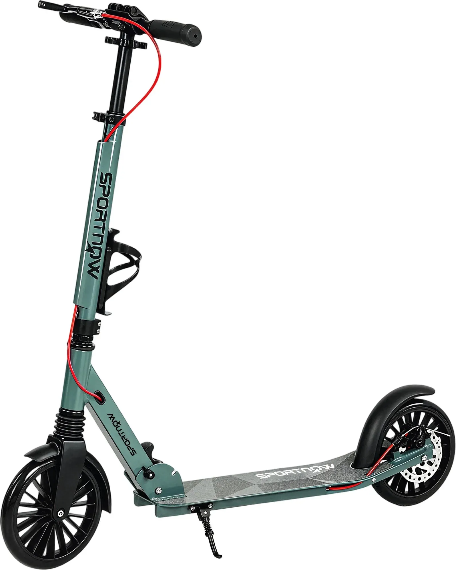 SPORTNOW Faltbarer Tretroller für Erwachsene mit verstellbarem Lenker, Aluminium-Faltroller mit Ein-Klick-Funktion, große 20 cm Räder, Federung, Doppelbremse, ABEC-7, Tragfähigkeit 100 kg, Silber   Aosom
