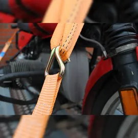 Trutzholm 4 Gurtschlaufen Doppelschlaufe + 4 Spanngurte Motorradspanngurt Sicherung Orange