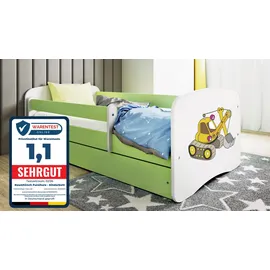 raumhirsch furniture Kinderbett Bagger 80 x 180 cm Holzwerkstoff grün