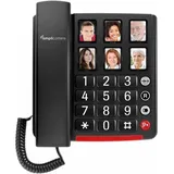 Amplicomms BigTel 40 Schnurgebundenes Seniorentelefon Foto-Tasten, für Hörgeräte kompatibel, Wahlwiederholung LED-Display Schwarz