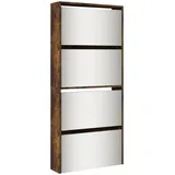 vidaXL Schuhschrank mit Spiegel 4 Fächer Räuchereiche 63x17x134 cm