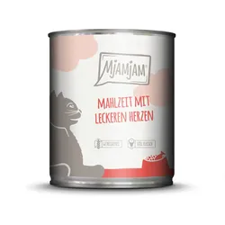 MJAMJAM Leckere Mahlzeit 800g Dose Katzennassfutter 6 x 800 Gramm Mahlzeit mit leckeren Herzen