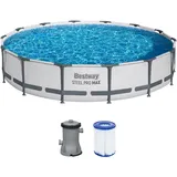BESTWAY Steel Pro Max Frame Pool Set 427 x 84 cm lichtgrau inkl. Filterpumpe