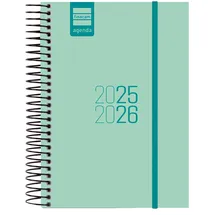 Finocam - Spiralkalender 2025/2026, 1 Tag pro Seite, September 2025 - August 2026 (12 Monate), Türkis, Spanisch