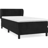 vidaXL Boxspringbett mit Matratze Schwarz 100x200 cm Samt - Schwarz