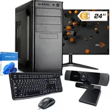 dcl24.de dcl24 PC komplett Set i9 14900, UHD Grafik 770-500GB SSD, 16GB DDR5, 24x5.8 GHz, WLAN, 24" Monitor, Maus, Tastatur, Headset, Windows 11 Pro Office PC für Büro und Homeoffice [19824]