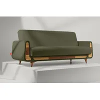 konsimo® 3-Sitzer GUSTAVO II Sofa 3-Personen, hergestellt in der EU, mit Schlaffunktion und Bettkasten grün