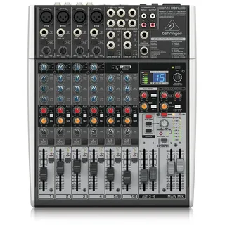 Behringer XENYX X1204USB Premium 12-Input 2/2-Bus Mixer mit XENYX Mic Preamps und Compressors, British EQ, 24-Bit Multi-FX Processor und USB/Audio Interface