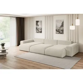 altdecor Eckcouch Samt U-Form 3-Sitzer Beige/Braun