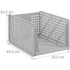 Relaxdays Schrank Organizer 3er Set stapelbare Aufbewahrungsboxen 24,5 x 33,5 x 43,5 cm grau