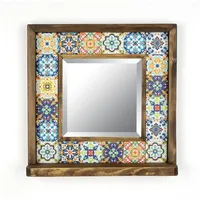 Woody fashion Wandspiegel 33x32,5 cm Kiefer/gelb - Bunt