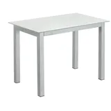 vito Esstisch 130 x 80 cm NB grau/weiß - Metallgestell pulverbeschichtet - Platte weiß foliert Holzstruktur - Holznachbildung - Kunststoff