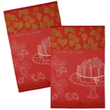 COUCKE Geschirrtuch Charlotte aux fraises, (2-tlg., 2-teilig), Küchentücher (2 Stück) ca.50x75cm Jacquard Baumwolle rot